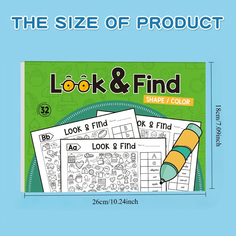 Children's Coloring Books with Hidden Objects, Interactive Find-And-Color Workbooks, Observation and Search Activity Books with Visual Search Tasks, Suitable for Early Learners, Find-The-Difference Books, Ideal for Classroom